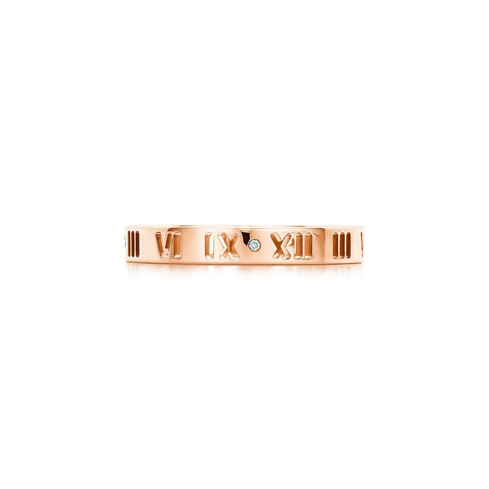 Tiffany & Co. Rose Gold Roman Numeral Band with Diamond Accent